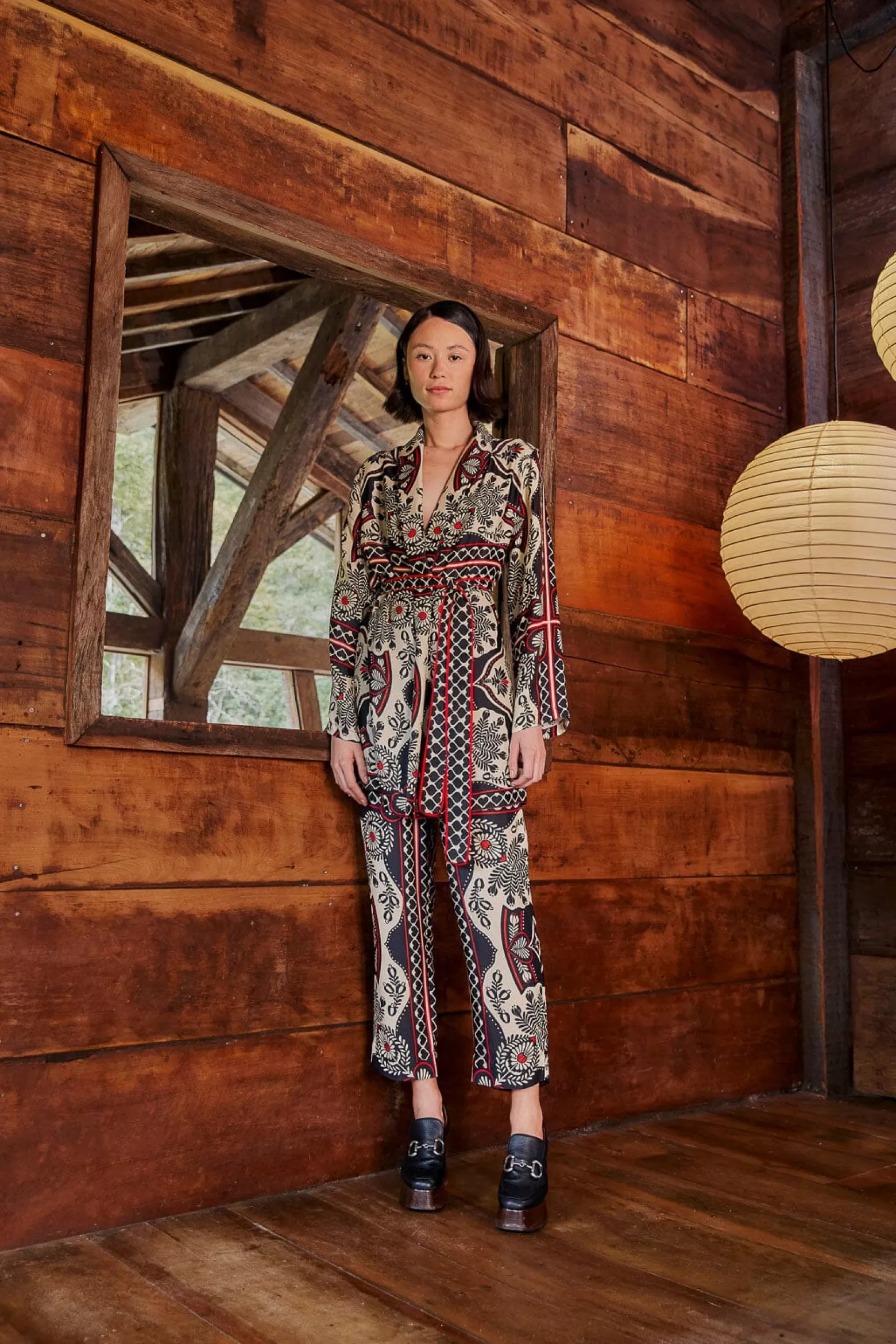Hot FARM Rio  BLACK PASSION SCARF PANTS