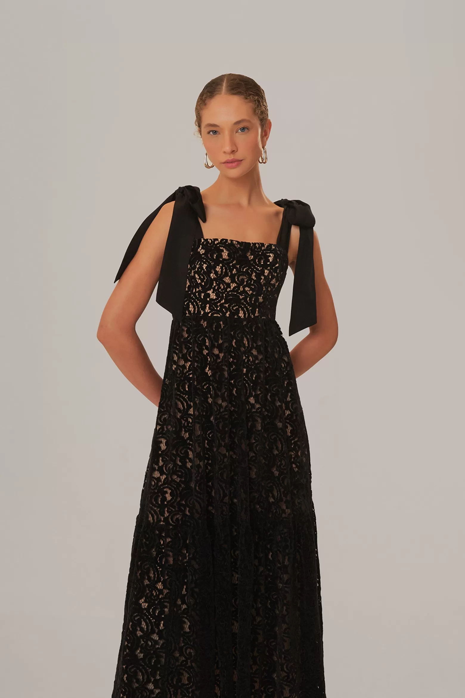 Cheap FARM Rio  BLACK VELVET LACE SLEEVELESS MAXI DRESS