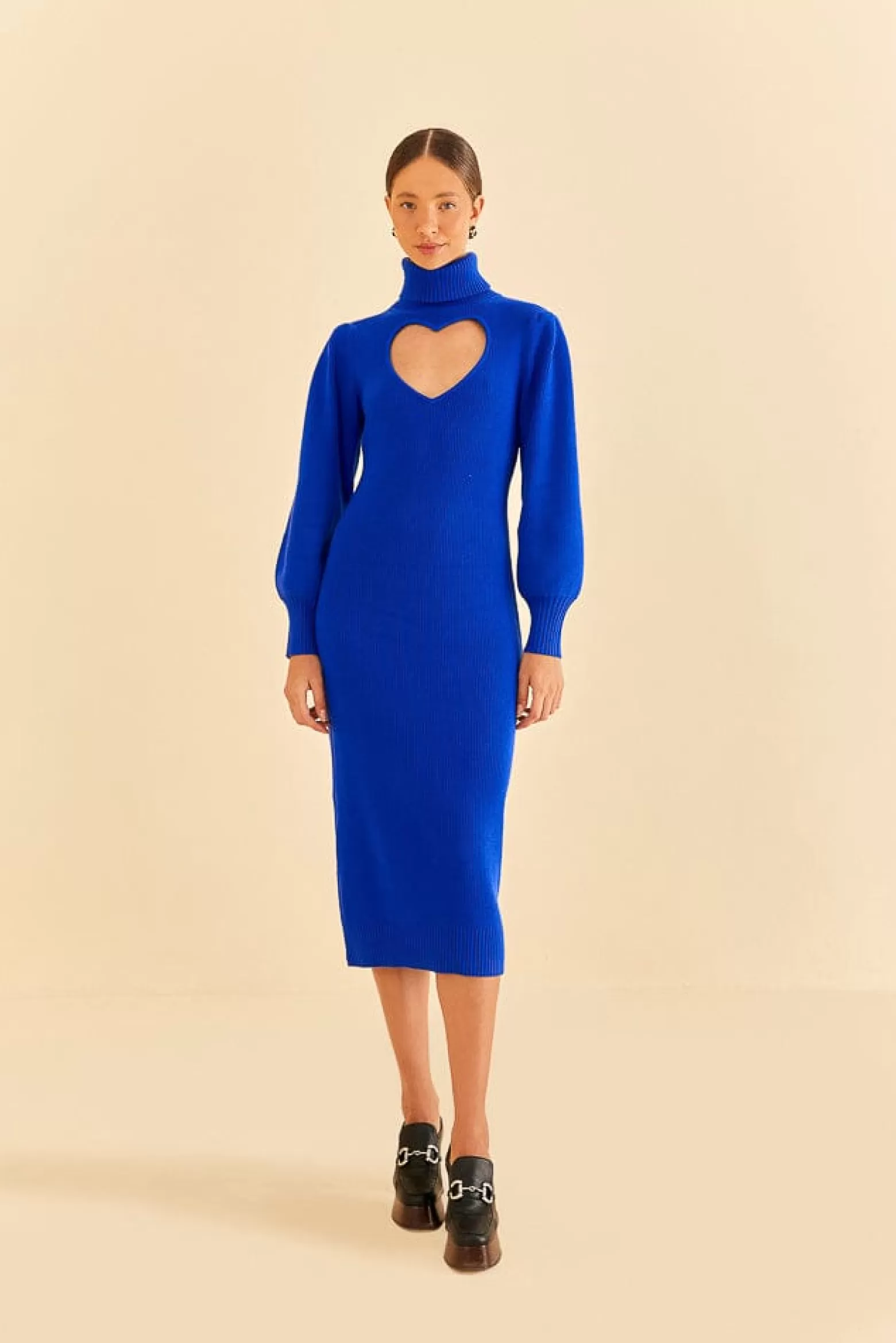 Sale FARM Rio  BLUE HEART NECKLINE KNIT DRESS