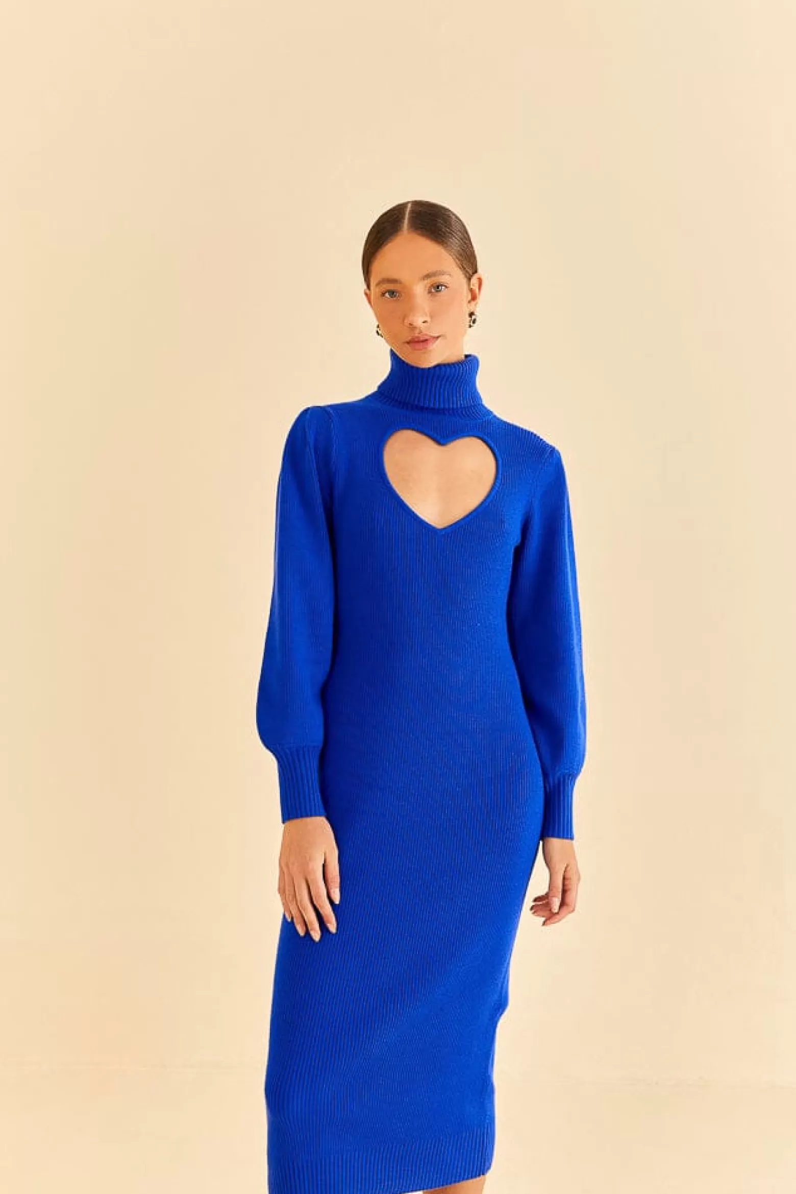 Sale FARM Rio  BLUE HEART NECKLINE KNIT DRESS