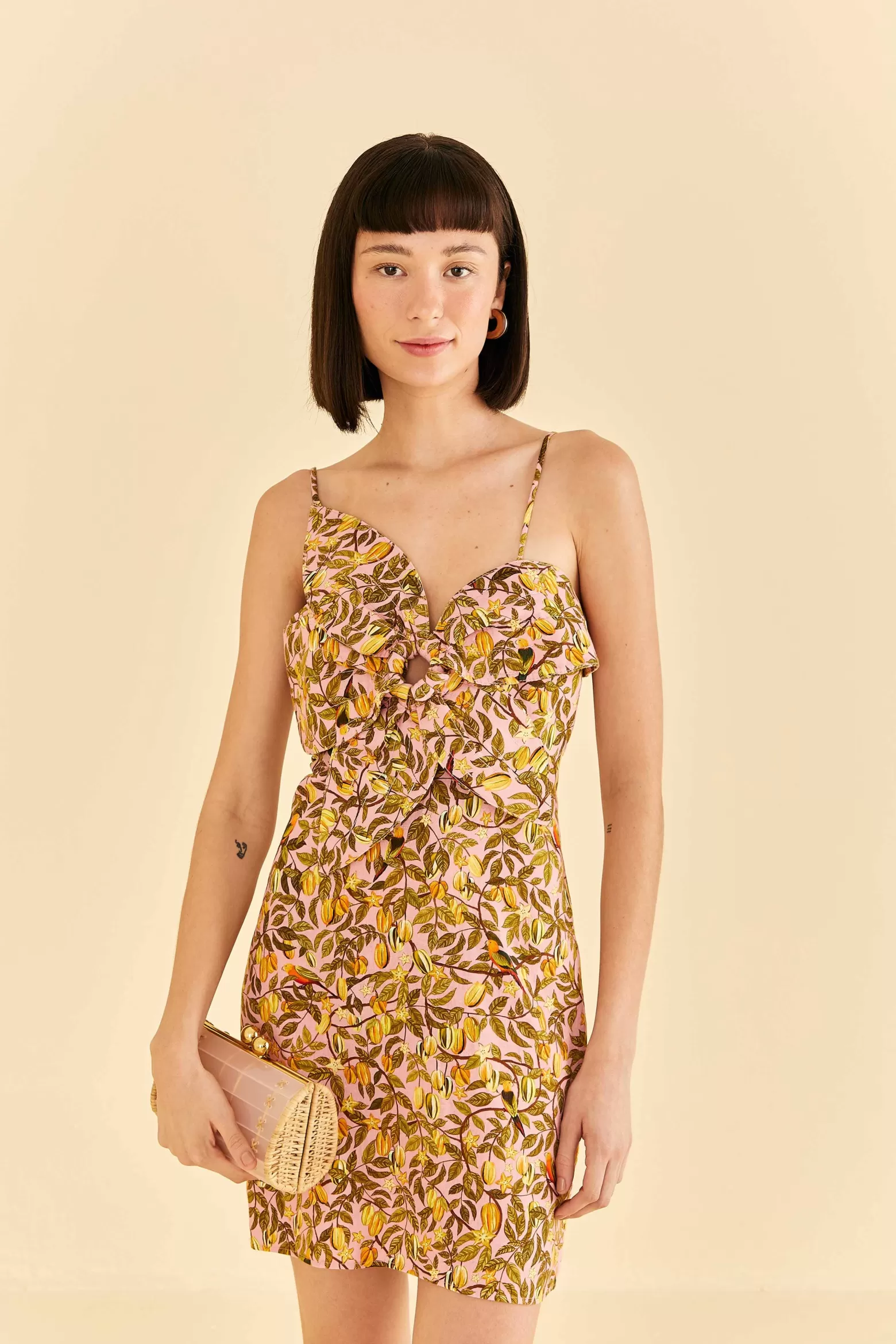 Hot FARM Rio  LIGHT PINK STAR FRUIT FLOWER MINI DRESS