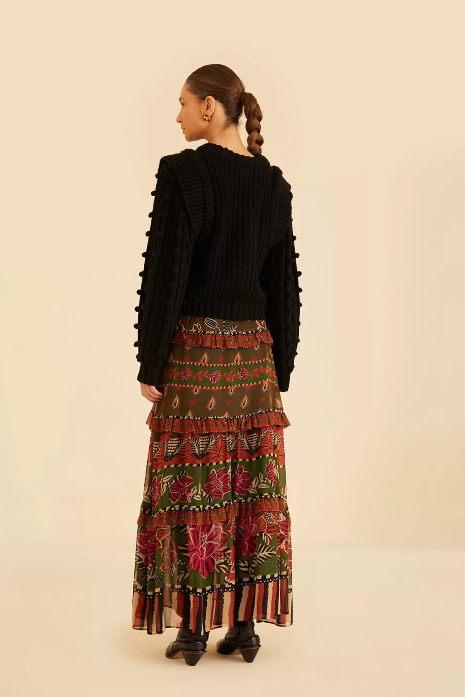 Best FARM Rio  MULTICOLOR AINIKA FLORAL GARDEN TIERED MAXI SKIRT