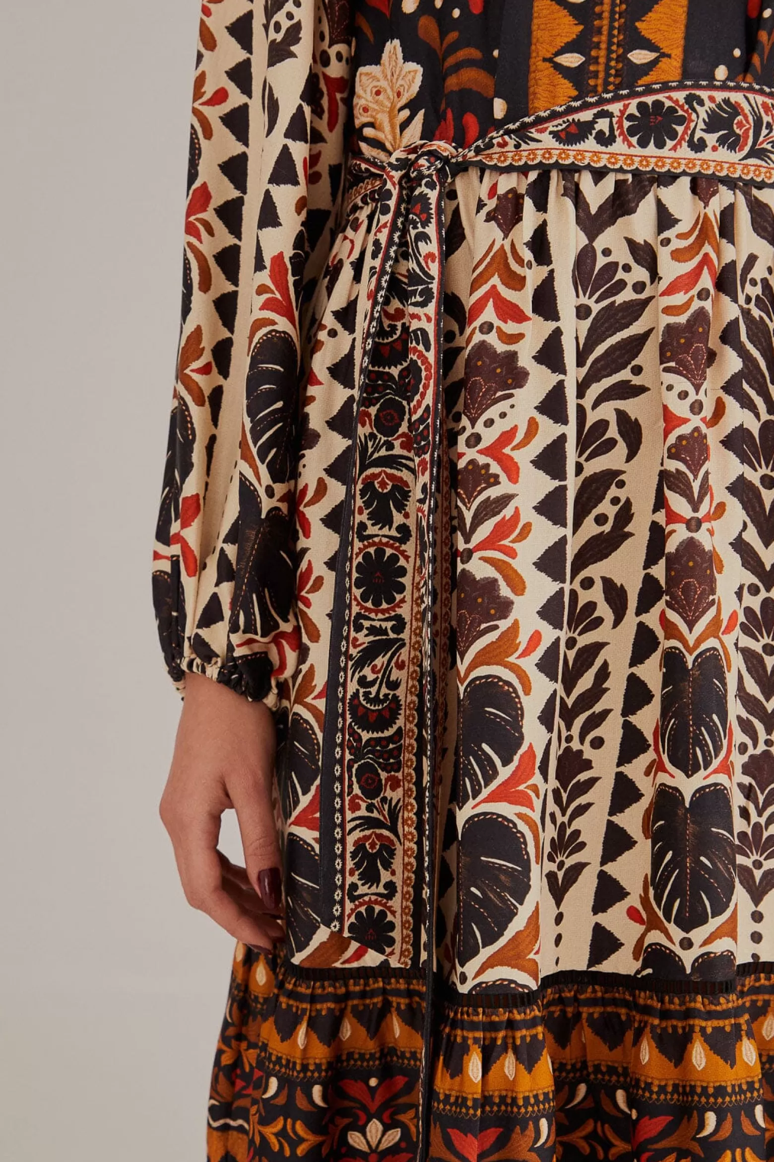 Hot FARM Rio  MULTICOLOR TAPESTRY GARDEN HIGH NECK MIDI DRESS