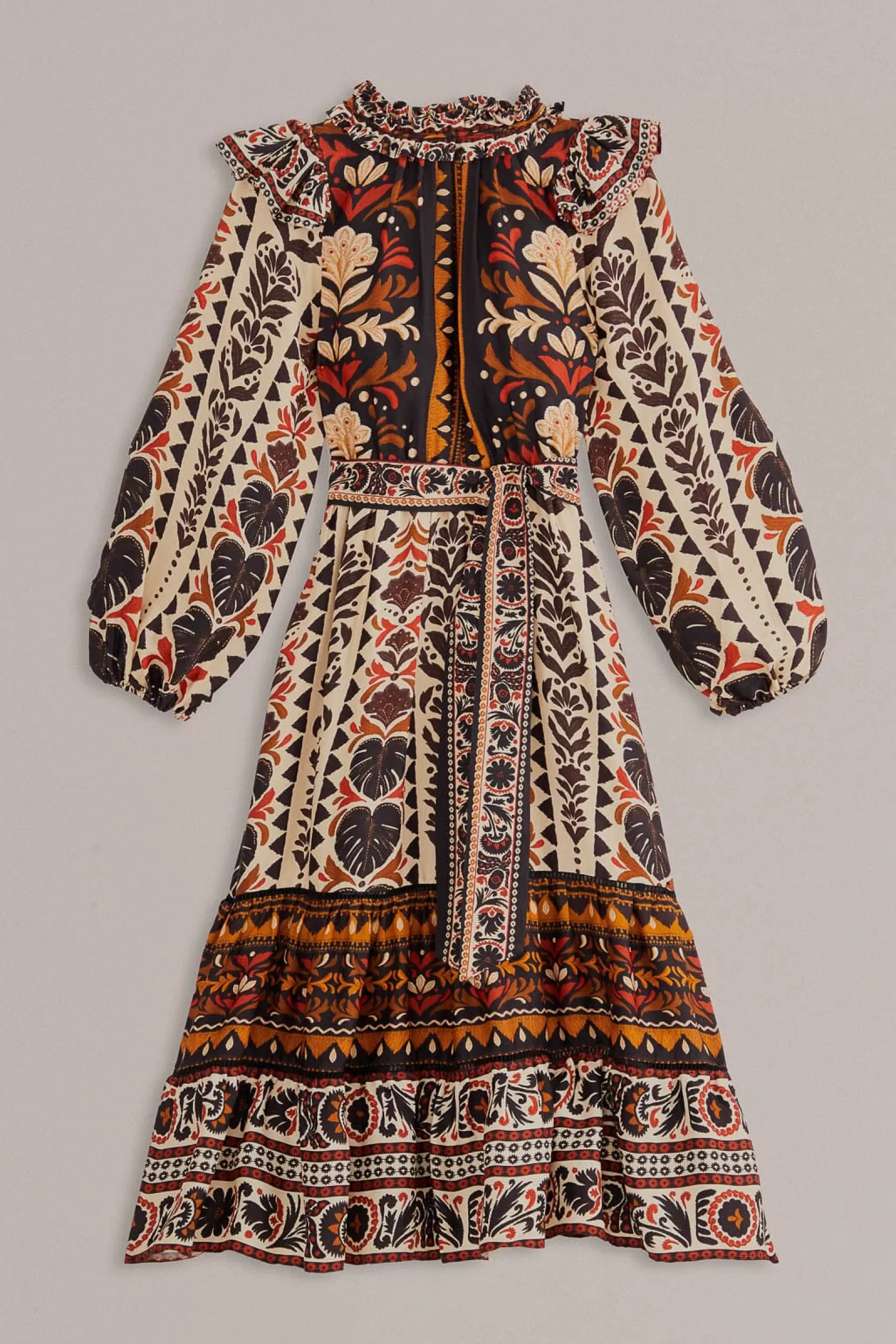 Hot FARM Rio  MULTICOLOR TAPESTRY GARDEN HIGH NECK MIDI DRESS