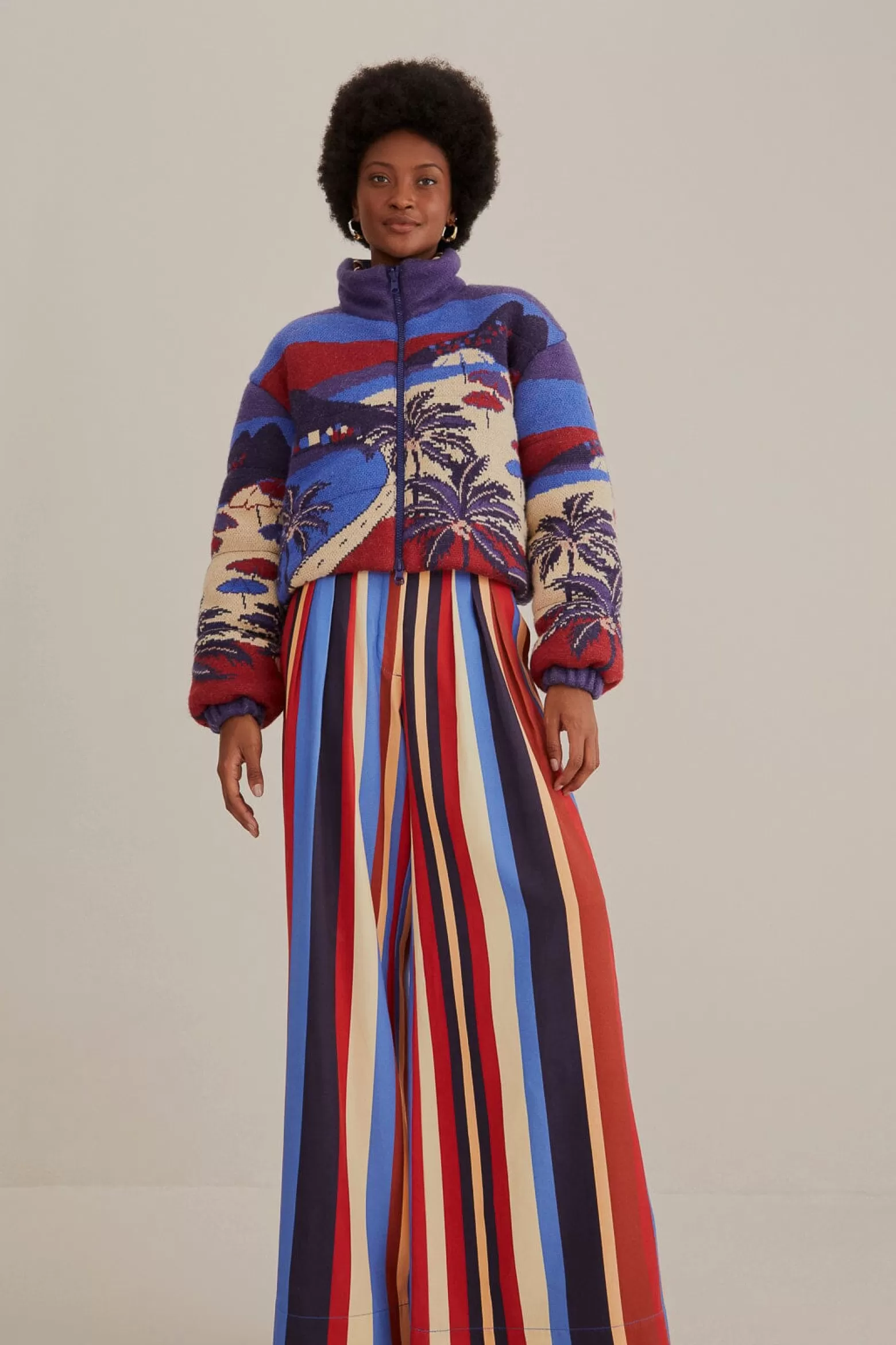Store FARM Rio  MULTICOLOR WINTER STRIPES TAILORED PANTS