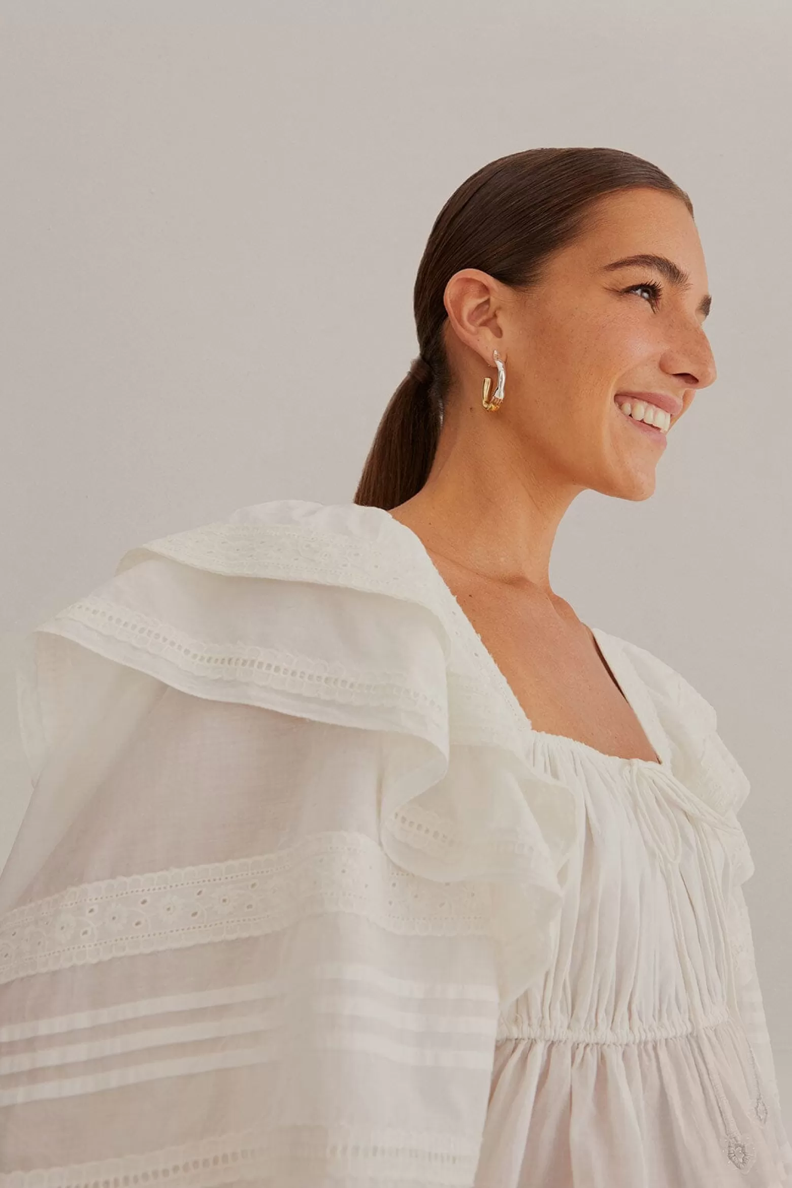 Sale FARM Rio  OFF-WHITE SQUARE NECKLINE BLOUSE