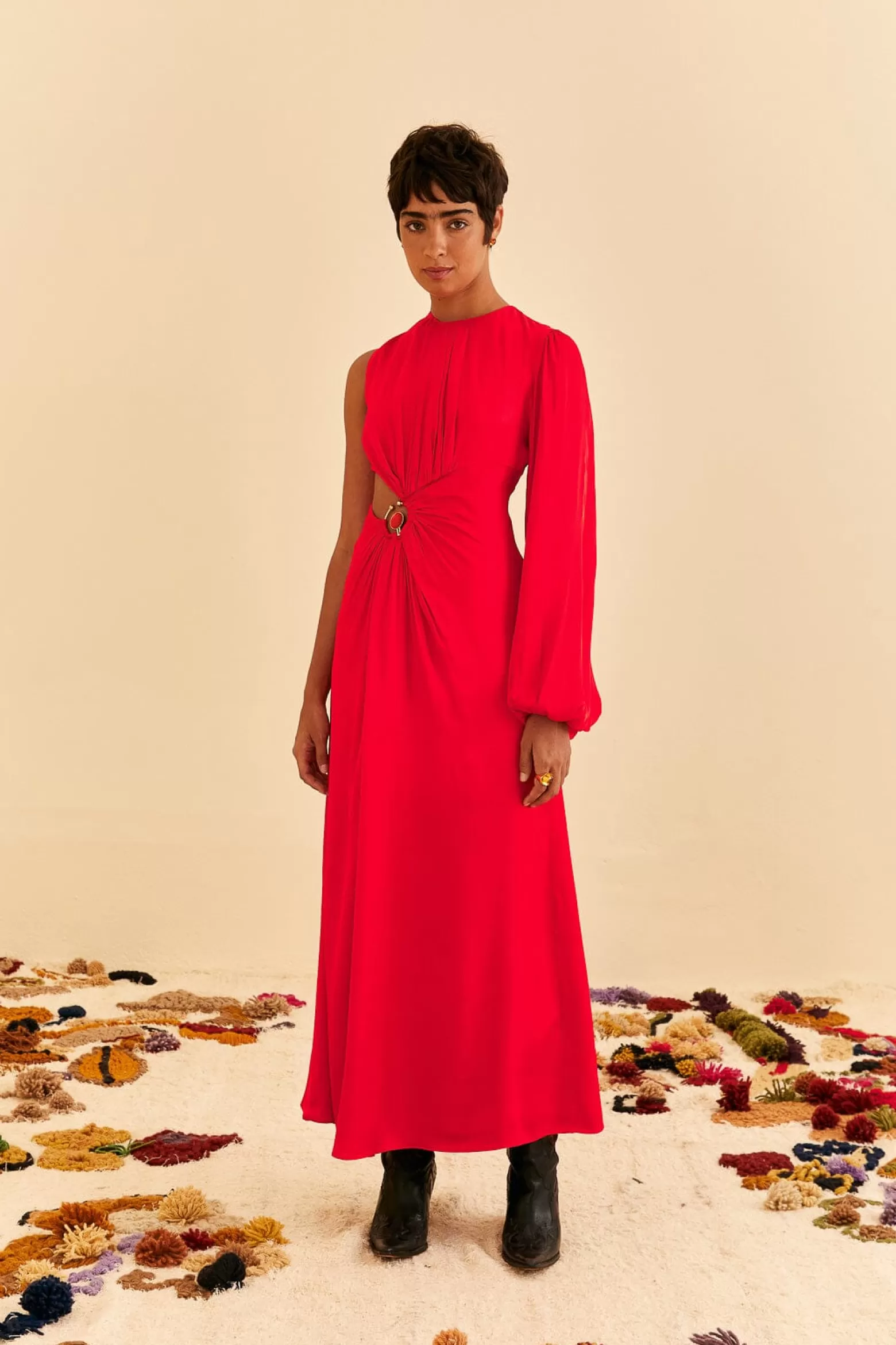 Outlet FARM Rio  RED ONE SHOULDER MAXI DRESS