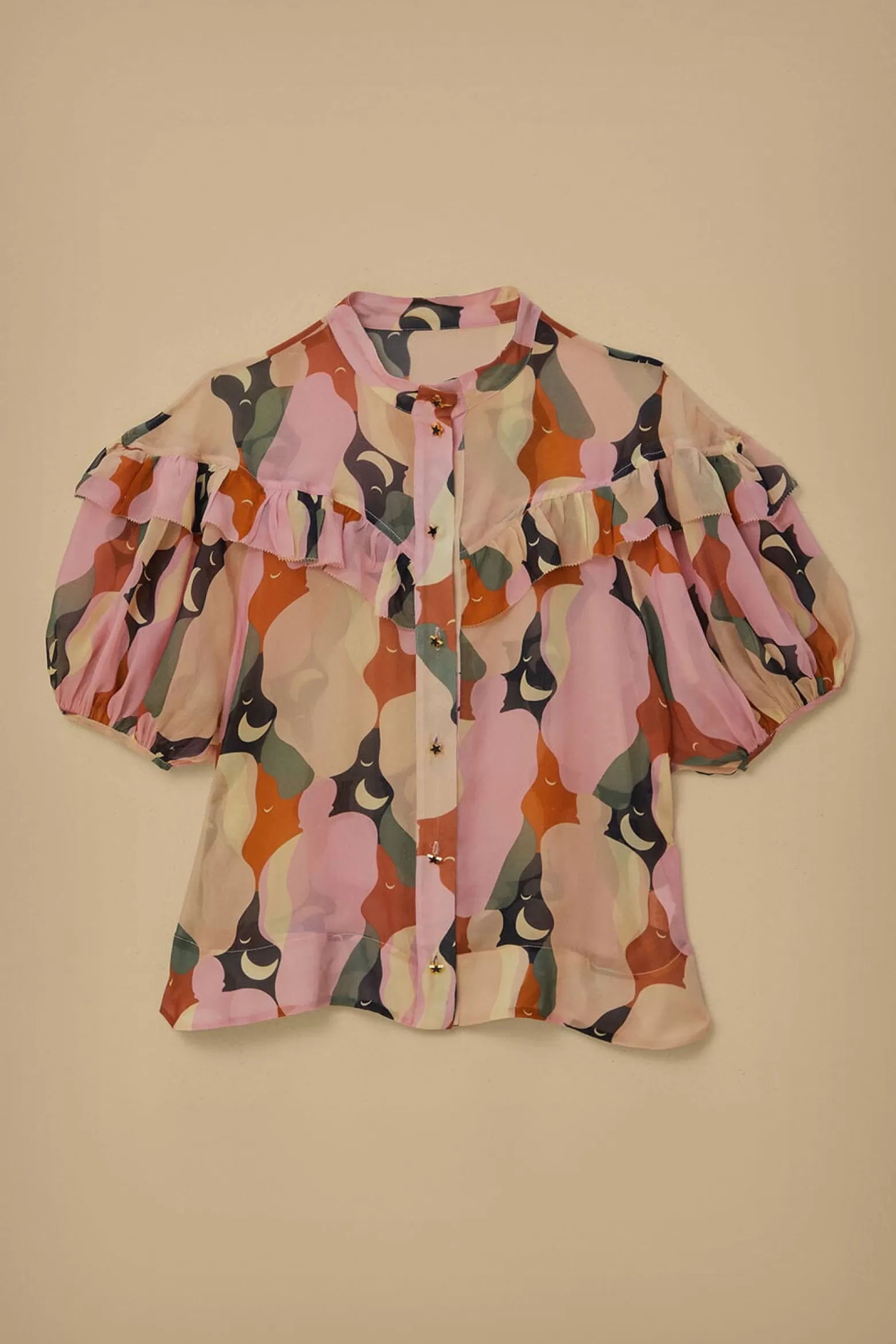 Discount FARM Rio  THE KISS MULTICOLOR SHORT SLEEVE BLOUSE