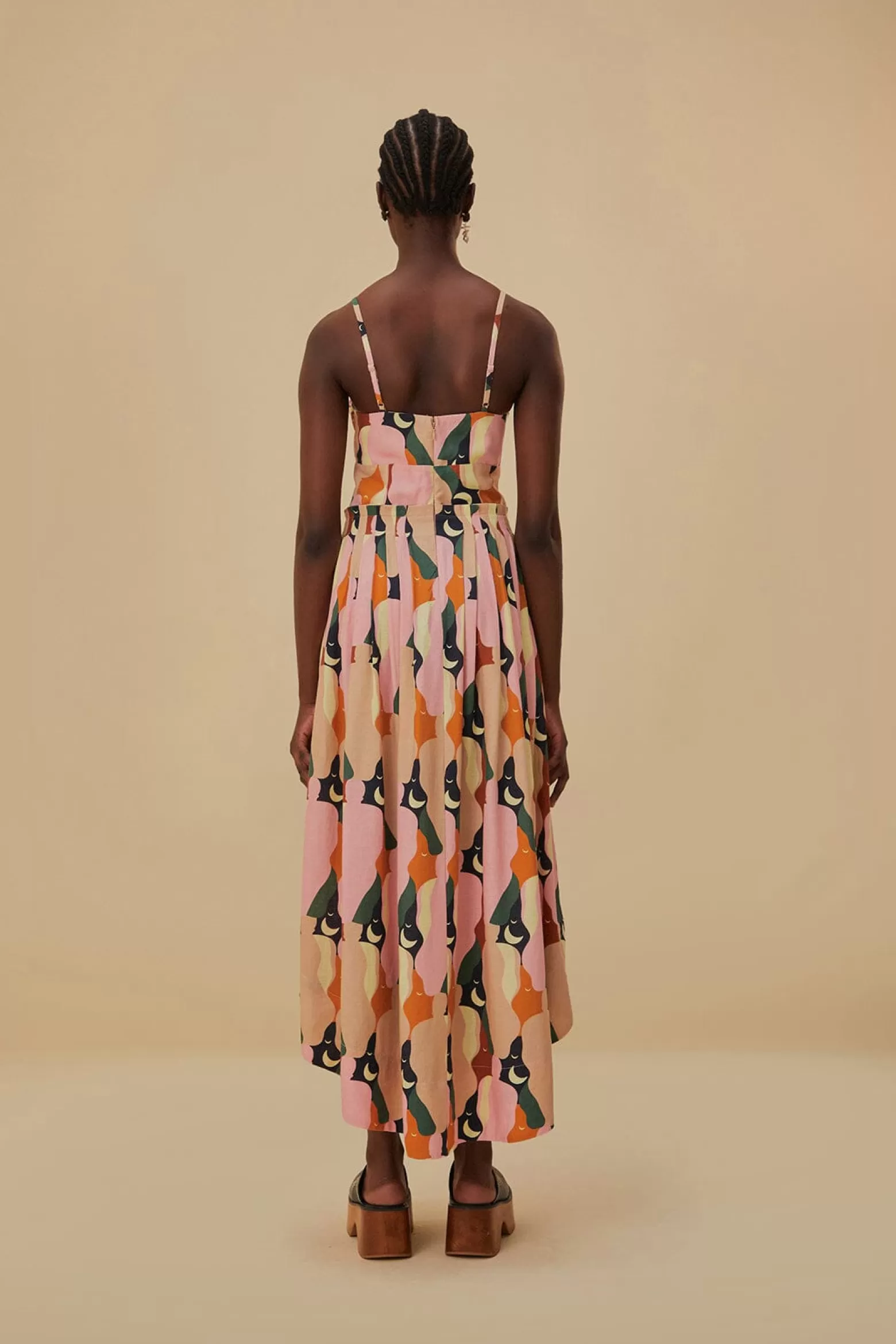 Discount FARM Rio  THE KISS MULTICOLOR SLEEVELESS MIDI DRESS