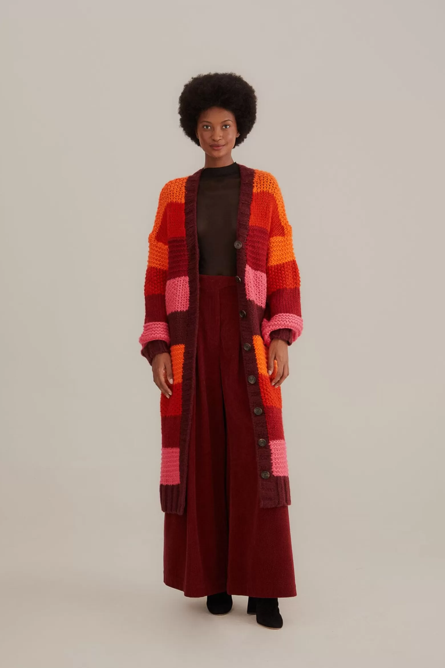 Fashion FARM Rio  TROPICAL STRIPES MIDI KNIT CARDIGAN