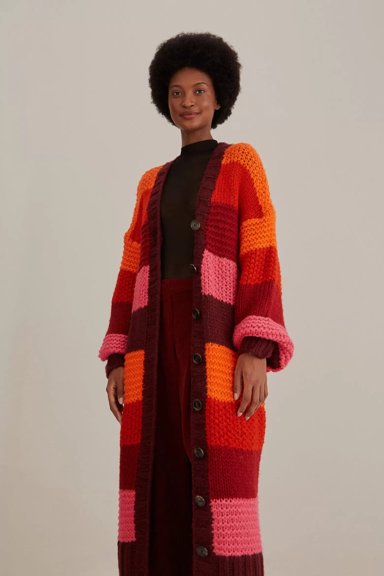 Fashion FARM Rio  TROPICAL STRIPES MIDI KNIT CARDIGAN